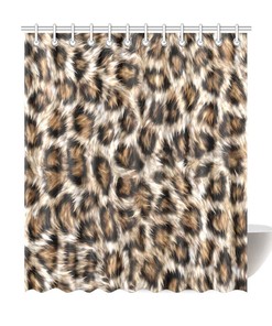 Leopard Print Fabric Shower Curtain - Furry for Bathroom Decor