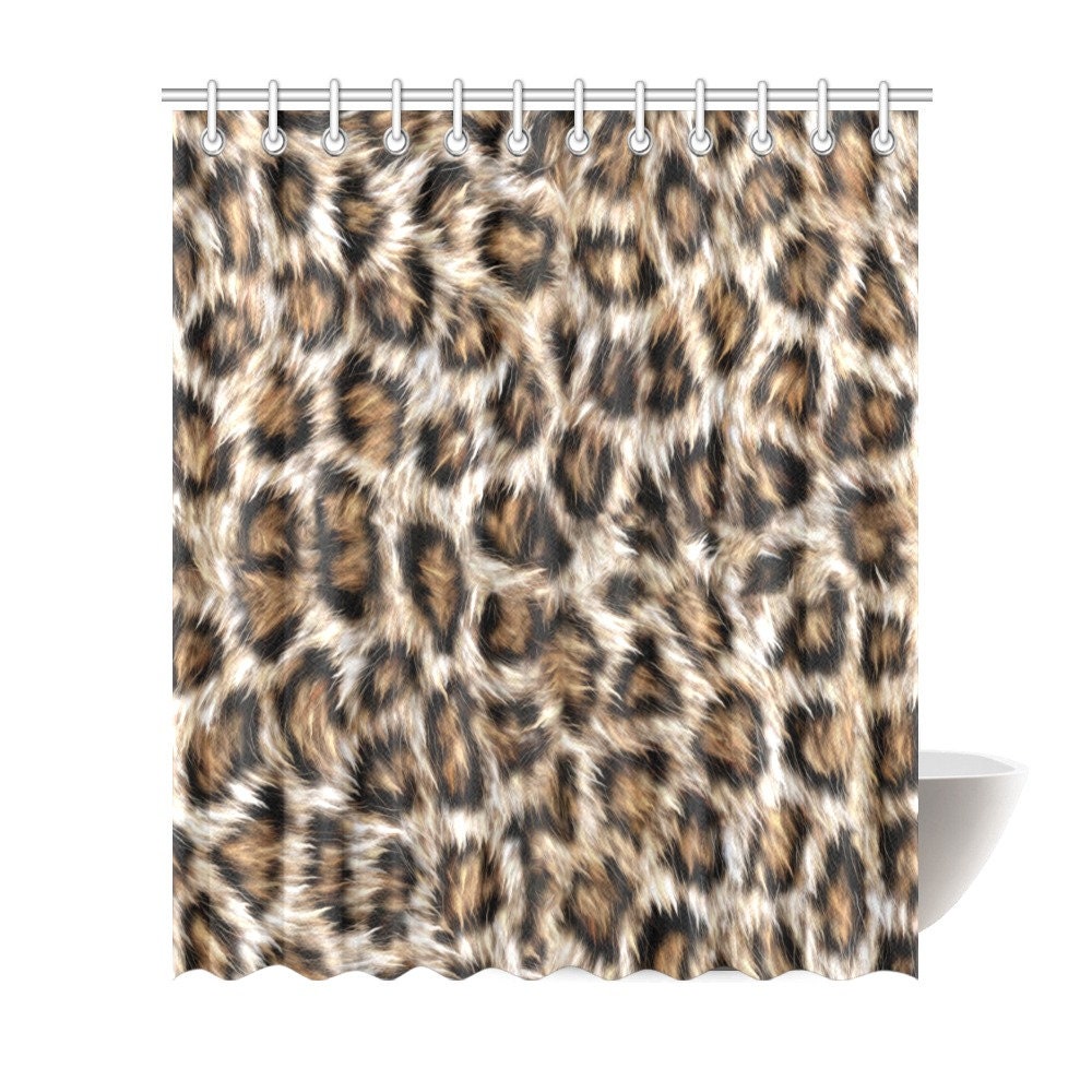 Leopard Print Fabric Shower Curtain - Furry for Bathroom Decor