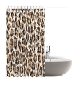Leopard Print Fabric Shower Curtain - Furry for Bathroom Decor
