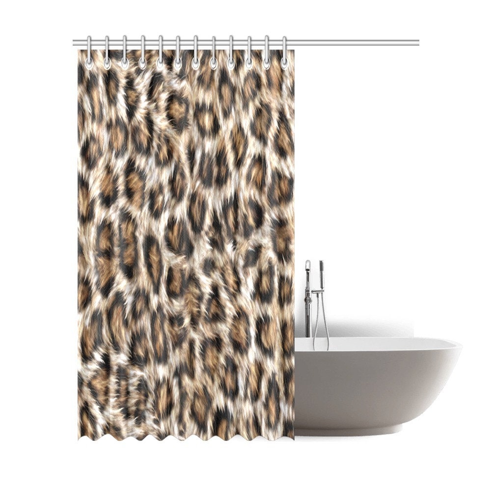 Leopard Print Fabric Shower Curtain - Furry for Bathroom Decor