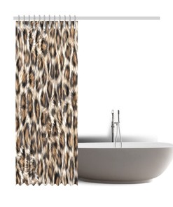 Leopard Print Fabric Shower Curtain - Furry for Bathroom Decor