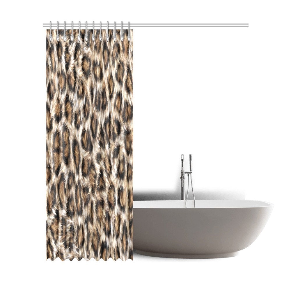 Leopard Print Fabric Shower Curtain - Furry for Bathroom Decor