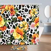 Leopard Print & Flowers Shower Curtain, Romantic Bathroom Decor