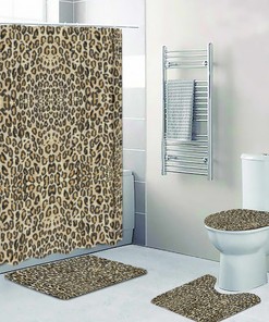 Leopard Print Four Piece Bathroom Set, Cozy Bathroom Decor