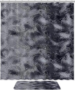 Leopard Print Fur Texture Bathroom Tub Set With Waterproof Fabric Shower Curtain