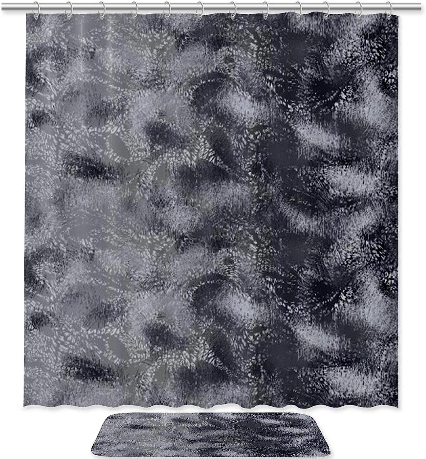 Leopard Print Fur Texture Bathroom Tub Set With Waterproof Fabric Shower Curtain