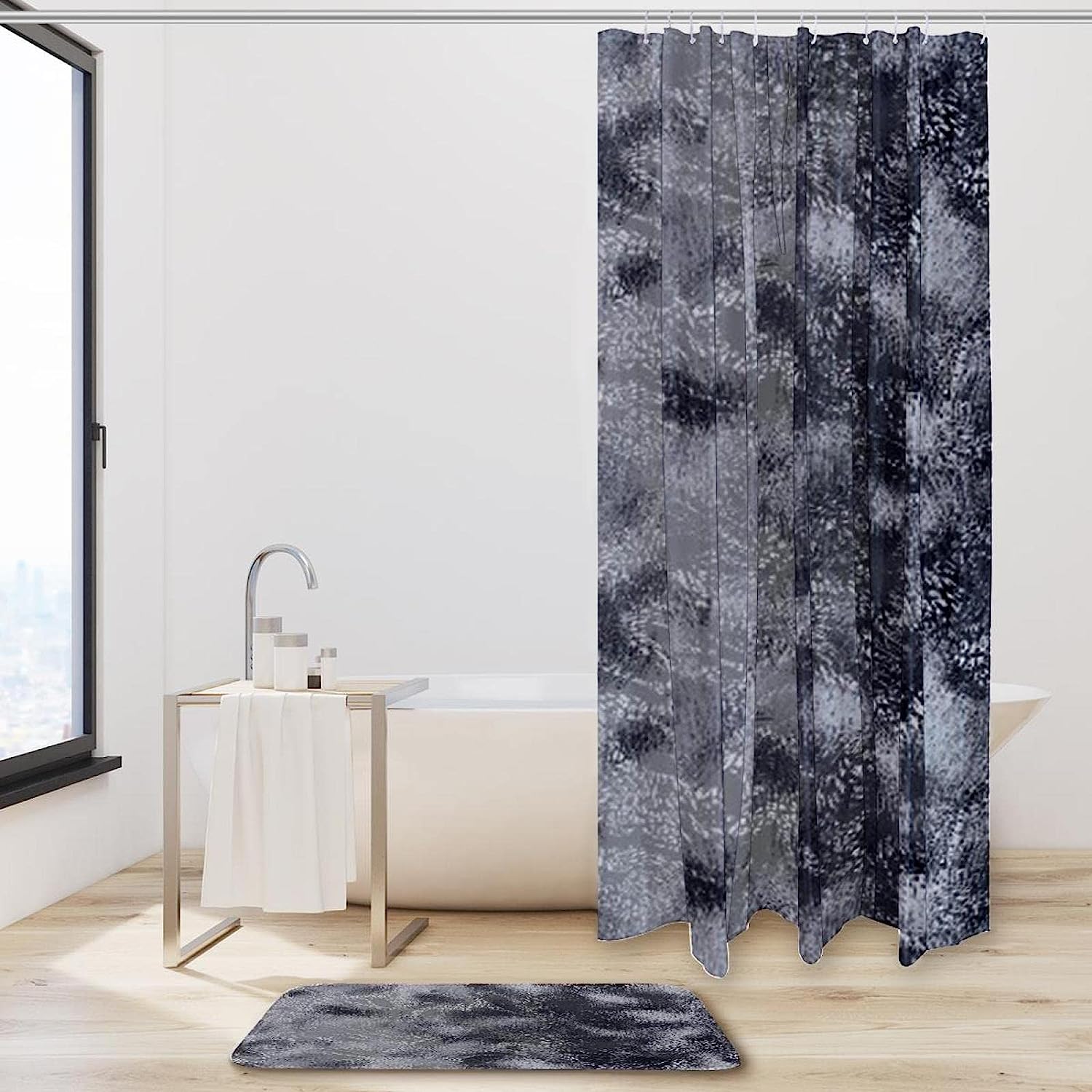 Leopard Print Fur Texture Bathroom Tub Set With Waterproof Fabric Shower Curtain - Image 2