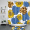 Leopard Print Heart Shaped Sunflower Shower Curtain for Bathroom Decor