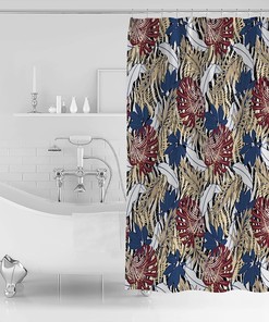 Leopard Print Palm Leaves Shower Curtain, Waterproof and Washable Bathroom Decor