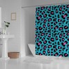 Leopard Print Pink Blue Shower Curtain, Waterproof Bathroom Decor