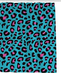 Leopard Print Pink Blue Shower Curtain, Waterproof Bathroom Decor