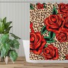 Leopard Print Red Roses Shower Curtain for Men and Women's Bathroom Decor