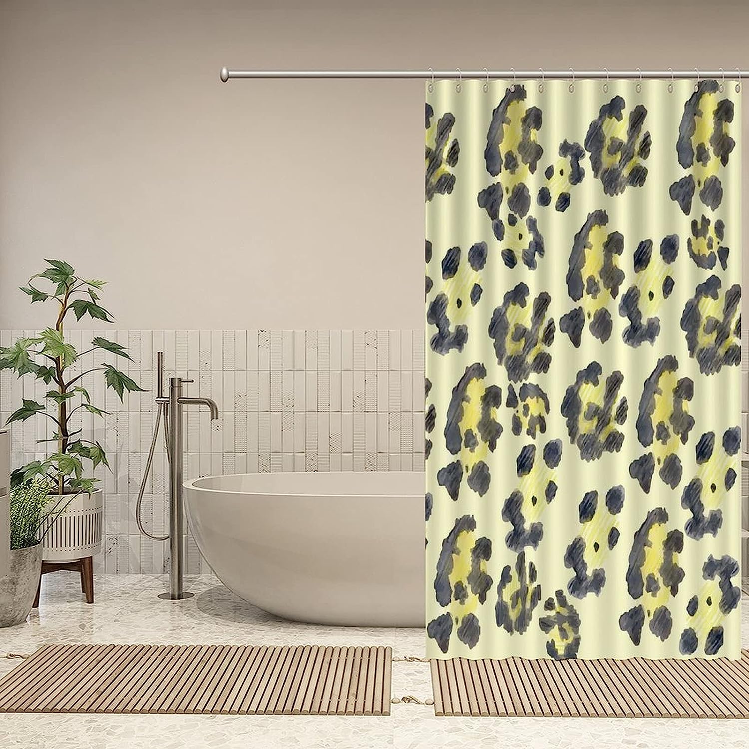 Leopard Print Shower Curtain For Animal Print Bathroom Decor. - Image 4