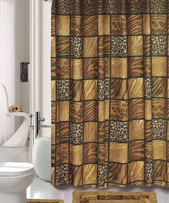 Leopard Print Shower Curtain, Jungle Bathroom Decor