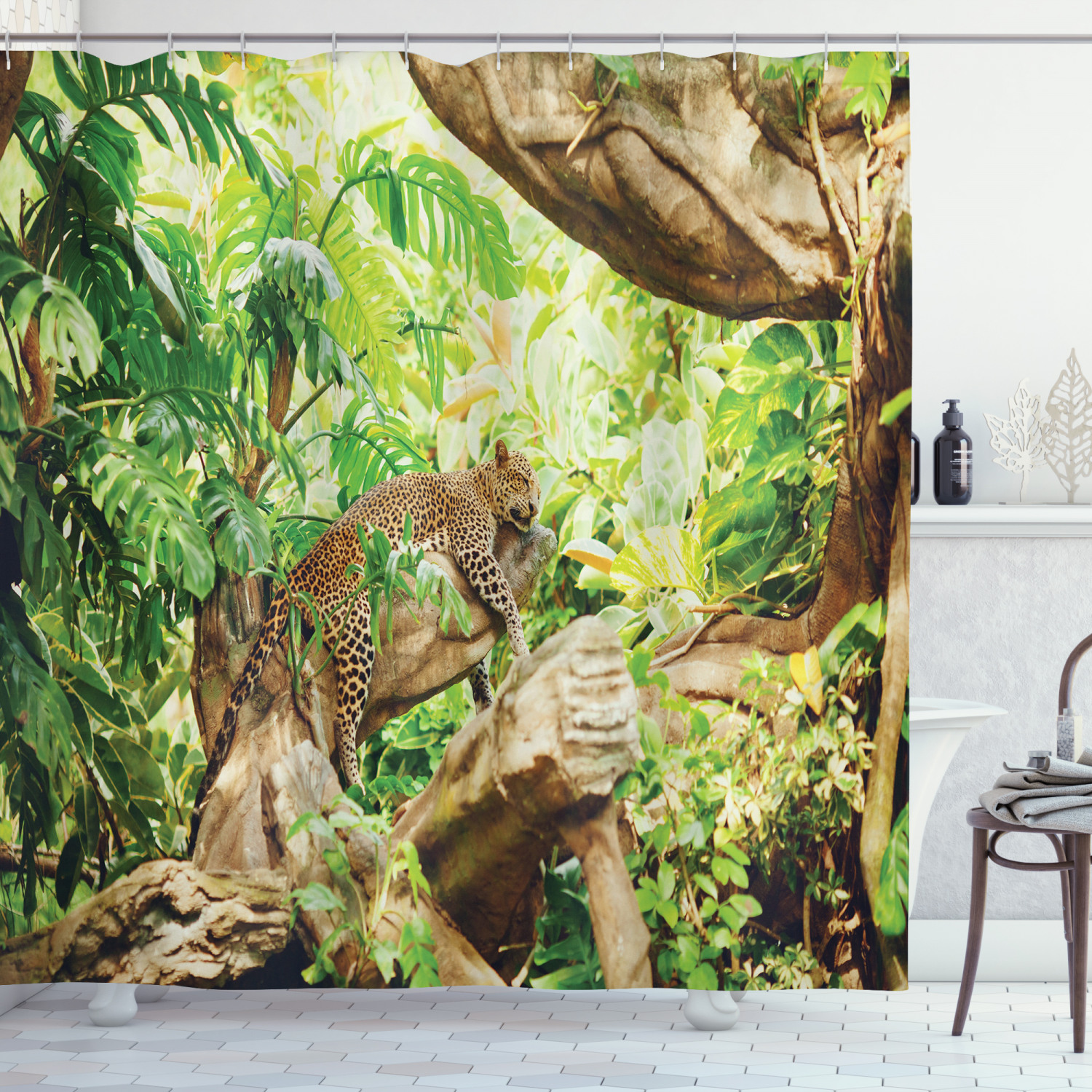 Leopard Print Shower Curtain, Stylish Bathroom Decor
