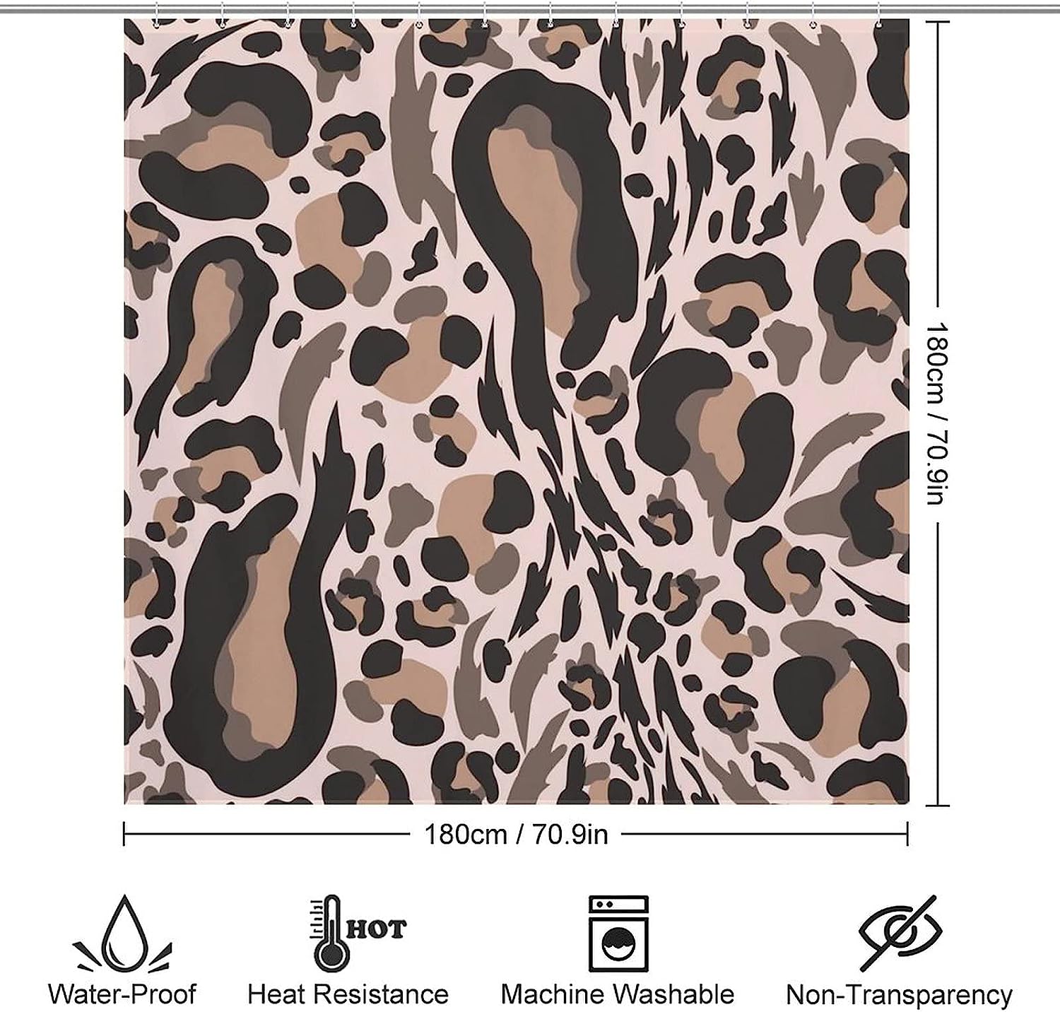Leopard Print Shower Curtain, Waterproof Bathroom Decor With Cheetah Design - Image 2