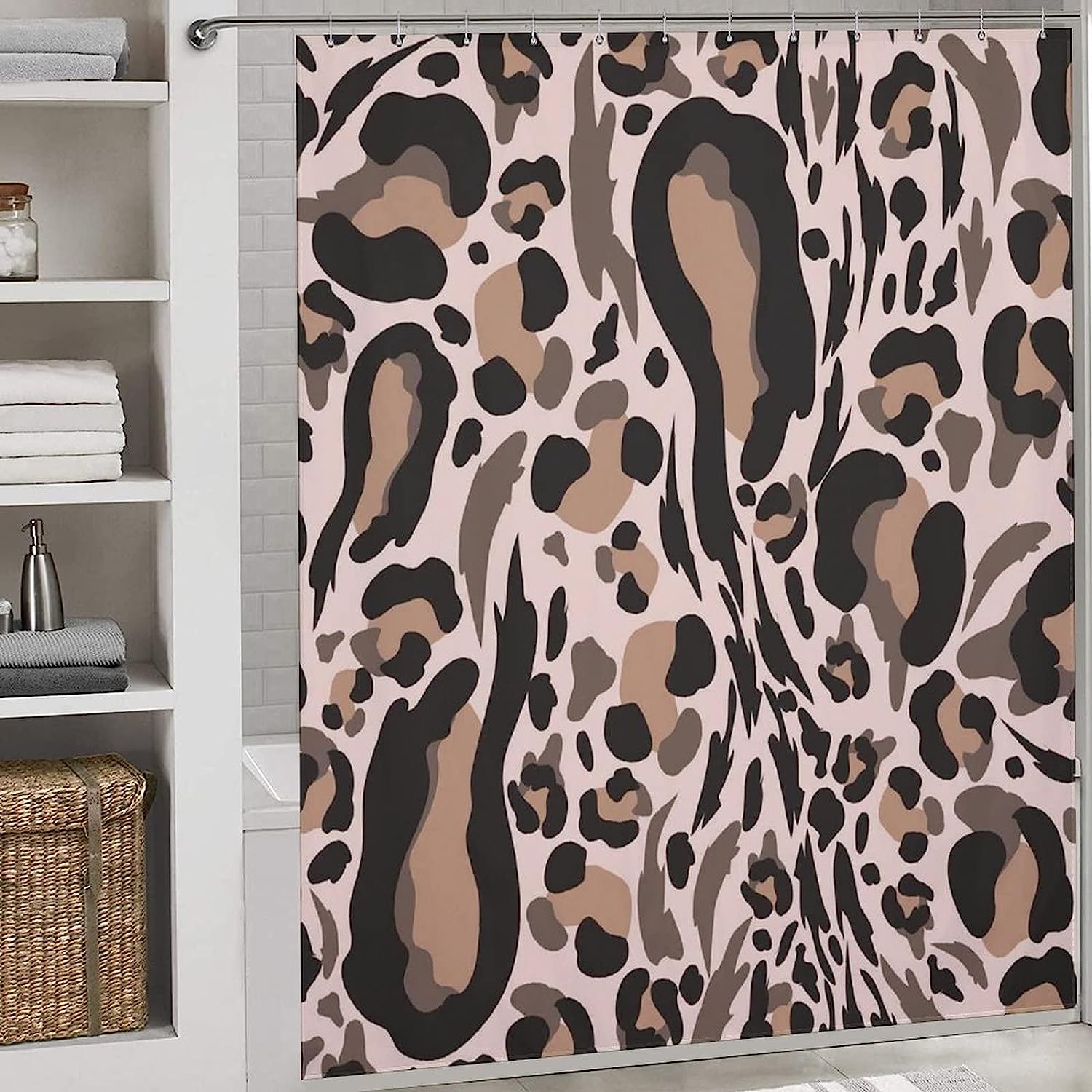 Leopard Print Shower Curtain, Waterproof Bathroom Decor With Cheetah Design - Image 3