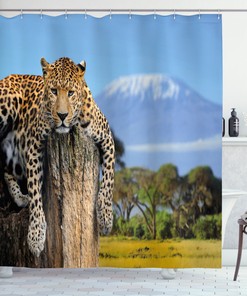 Leopard Print Shower Curtain - Wildlife Bathroom Decor