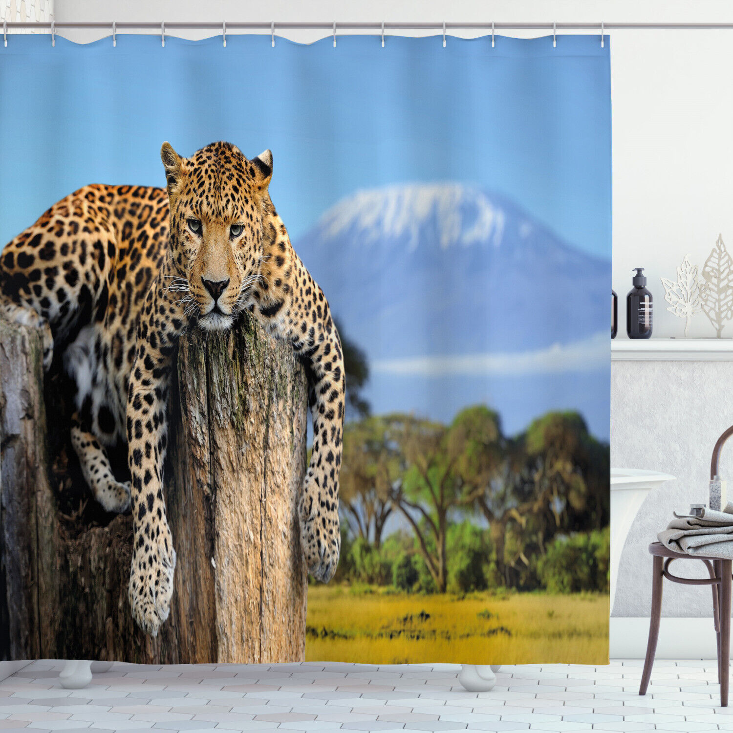 Leopard Print Shower Curtain - Wildlife Bathroom Decor