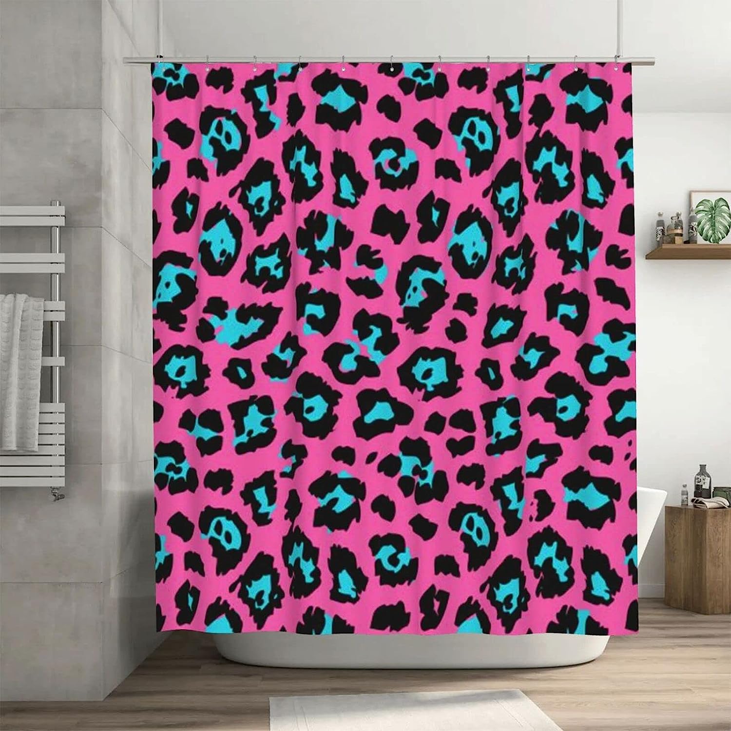 Leopard Print Shower Curtain for Fun and Flirty Farmhouse Bathroom Design