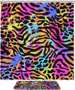 Leopard Print Wild Sexy Print Shower Curtain For Bathroom Tub Set