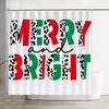 Leopard Seasonal Holiday Christmas Curtain - Merry and Bright Waterproof Fabric Shower Curtain
