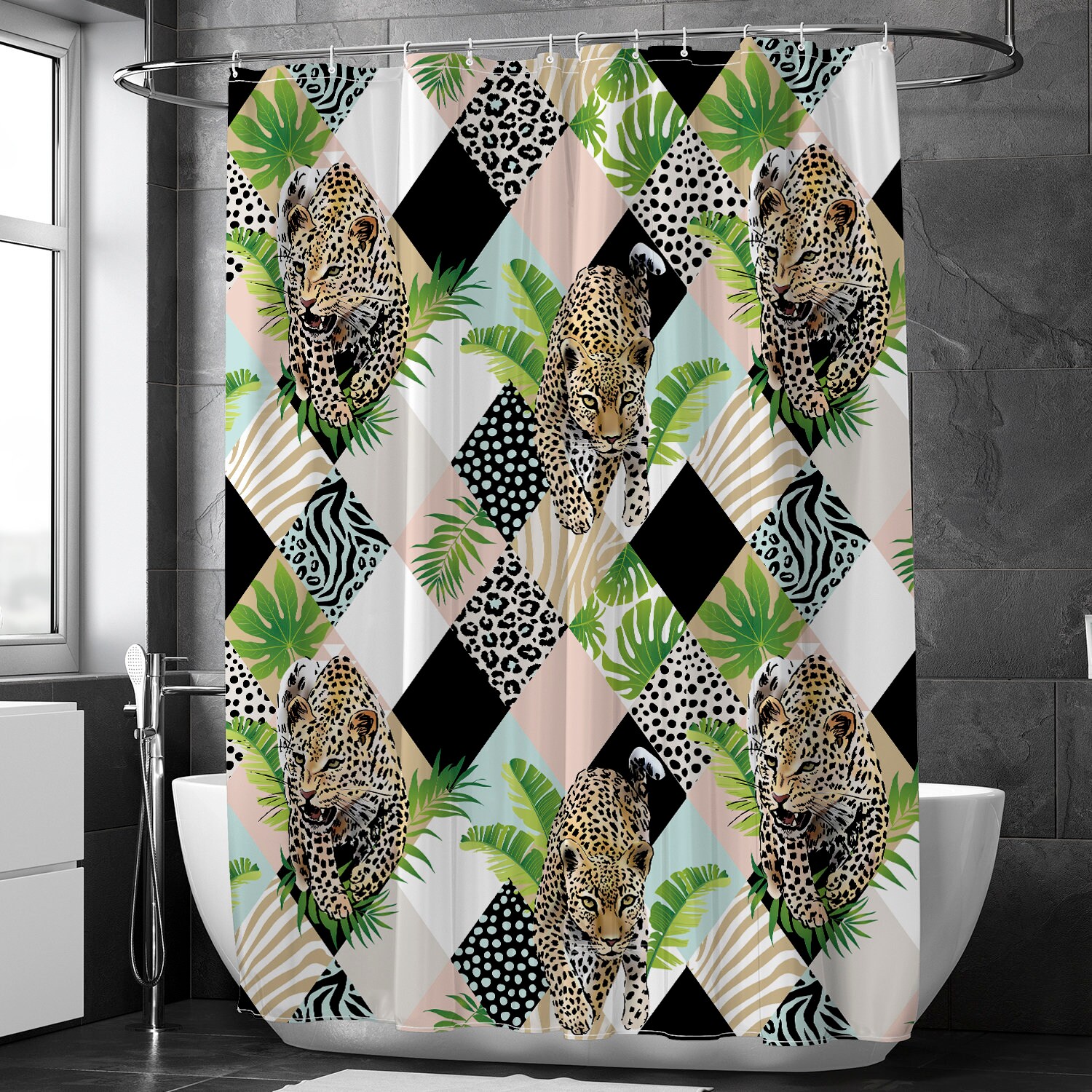 Leopard Shower Curtain, Wild Animal Bathroom Accessory for a Bold Statement