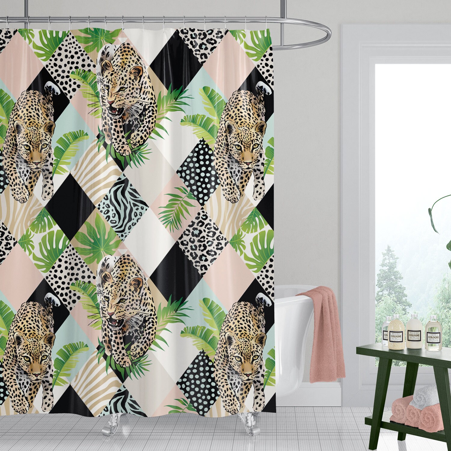 Leopard Shower Curtain, Wild Animal Bathroom Accessory for a Bold Statement