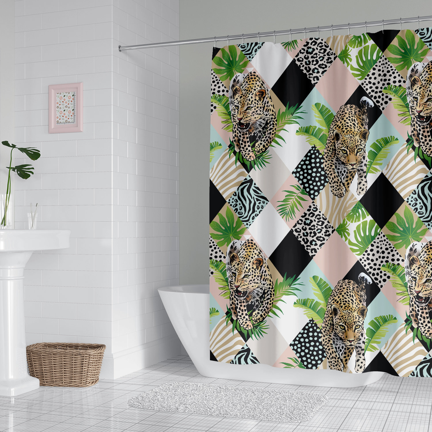 Leopard Shower Curtain, Wild Animal Bathroom Accessory for a Bold Statement
