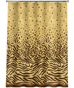 Leopard Skin Tiger Print Fabric Shower Curtain for Exotic Bathroom Decor