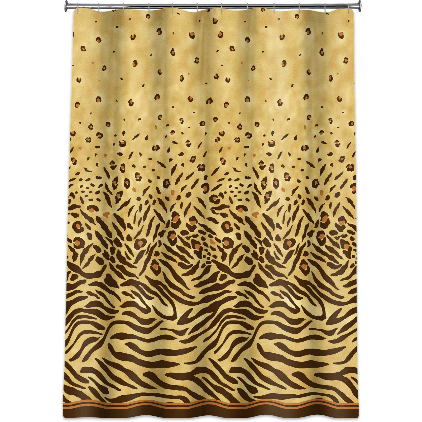 Leopard Skin Tiger Print Fabric Shower Curtain for Exotic Bathroom Decor