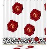 Leopard Warm Red Rose Printed Bathroom Tub Set With Waterproof Fabric Shower Curtain