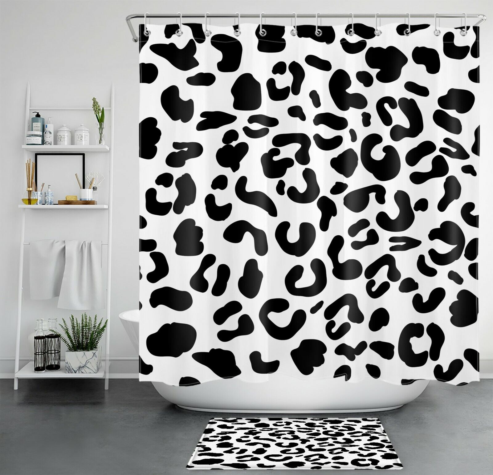 Leopard Zebra Abstract Art Shower Curtain For Bathroom