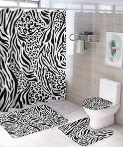 Leopard Zebra Stripe Skin Shower Curtain for Bathroom - Animal Prints Shower Curtains Decor Ideas for Home