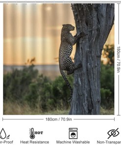 Leopard on The Tree Shower Curtain for Bathroom - Animal Theme Shower Curtains Decor Ideas for Home