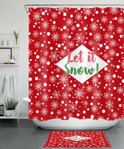 Let It Snow Shower Curtain For Winter Christmas Bathroom Accessory 