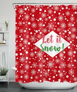 Let It Snow Shower Curtain For Winter Christmas Bathroom Accessory