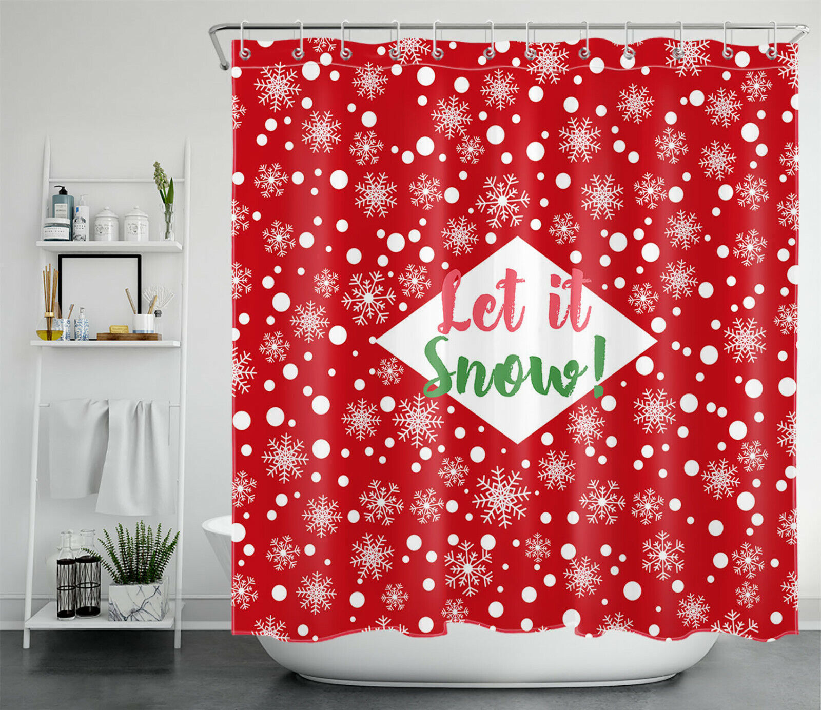 Let It Snow Shower Curtain For Winter Christmas Bathroom Accessory