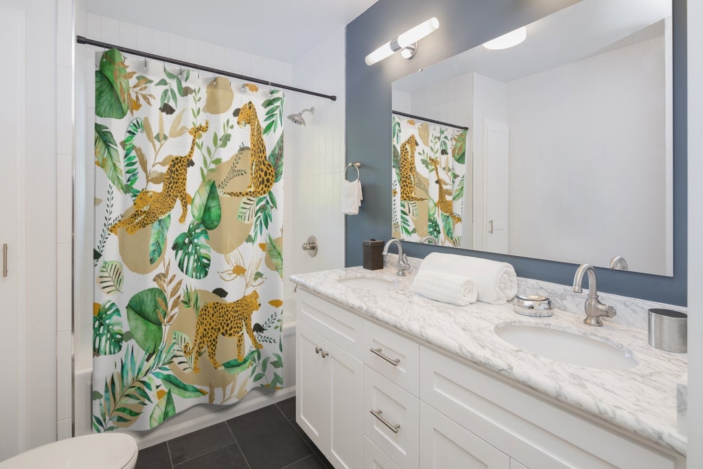 Let Leopards & Jungle Forest Cover Your Bathroom with This Shower Curtain