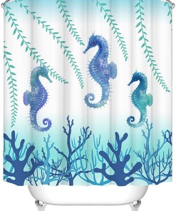 Let Love Roam with Elephant Family Shower Curtain for Teal and Green Bathroom Decor