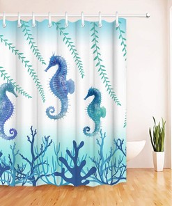 Let Love Roam with Elephant Family Shower Curtain for Teal and Green Bathroom Decor