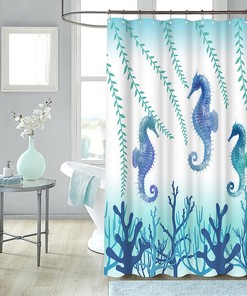 Let Love Roam with Elephant Family Shower Curtain for Teal and Green Bathroom Decor