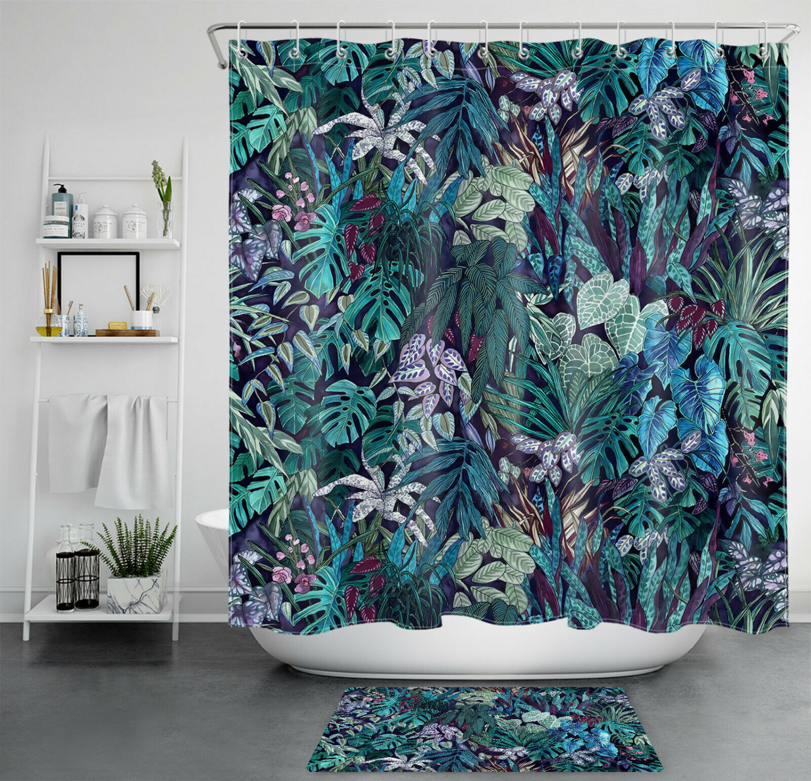 Let The Nature In With Tropical Jungle Plant Shower Curtain