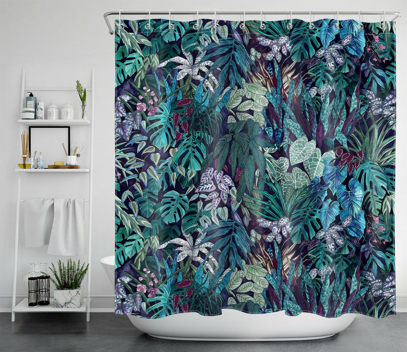 Let The Nature In With Tropical Jungle Plant Shower Curtain