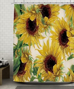 Let the Sun Shine in with Sunflower Shower Curtain for Rustic Country Bathroom Decor