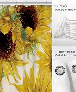Let the Sun Shine in with Sunflower Shower Curtain for Rustic Country Bathroom Decor