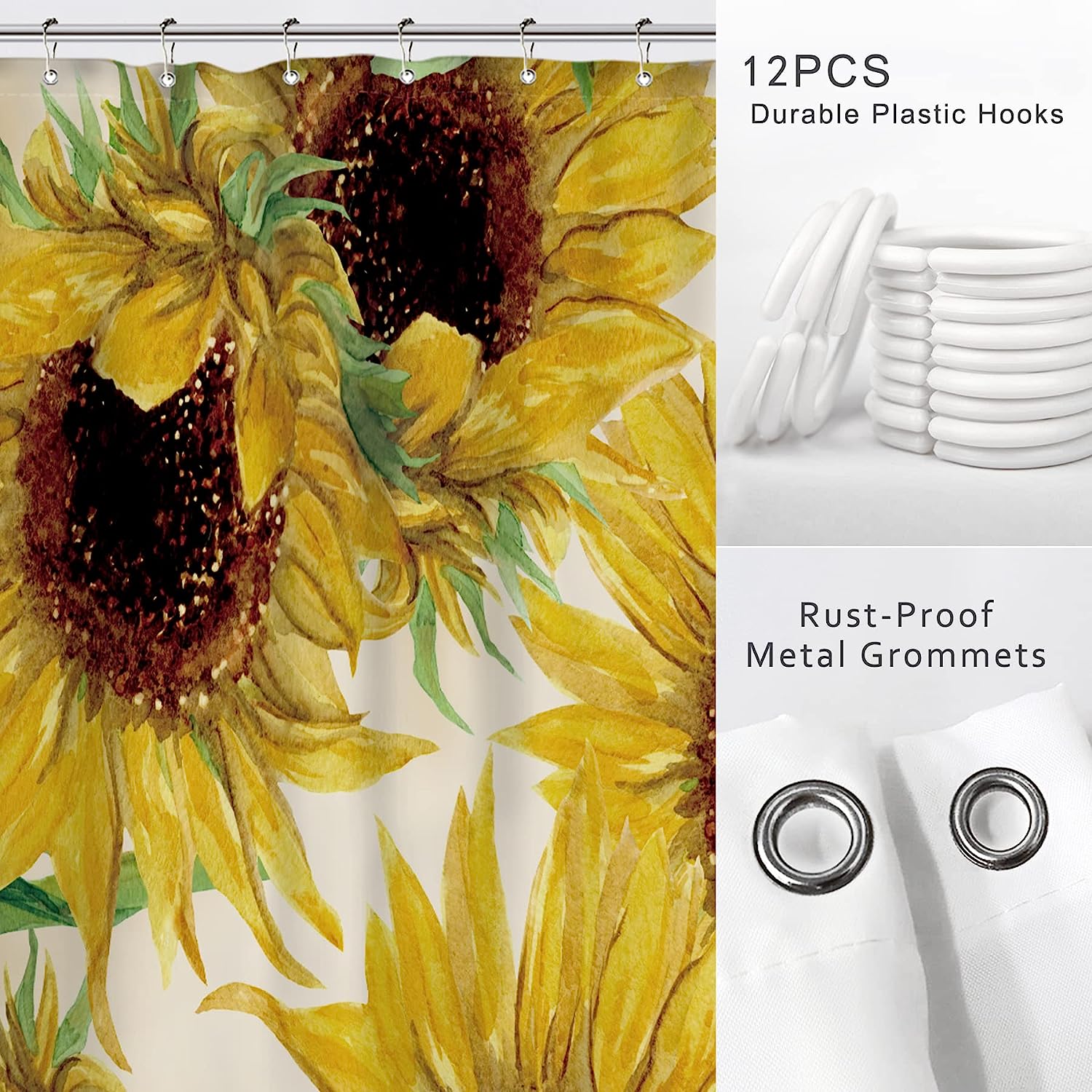Let the Sun Shine in with Sunflower Shower Curtain for Rustic Country Bathroom Decor