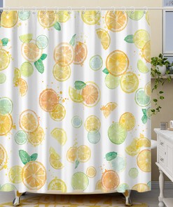 Leuke Plant Design Citroen Geel Douchegordijn with 12 Haken for Bathroom Decor