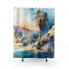 Levendig Aquarelontwerp Shower Curtain Featuring Desert Oasis - A Fresh And Colorful Addition To Your Bathroom