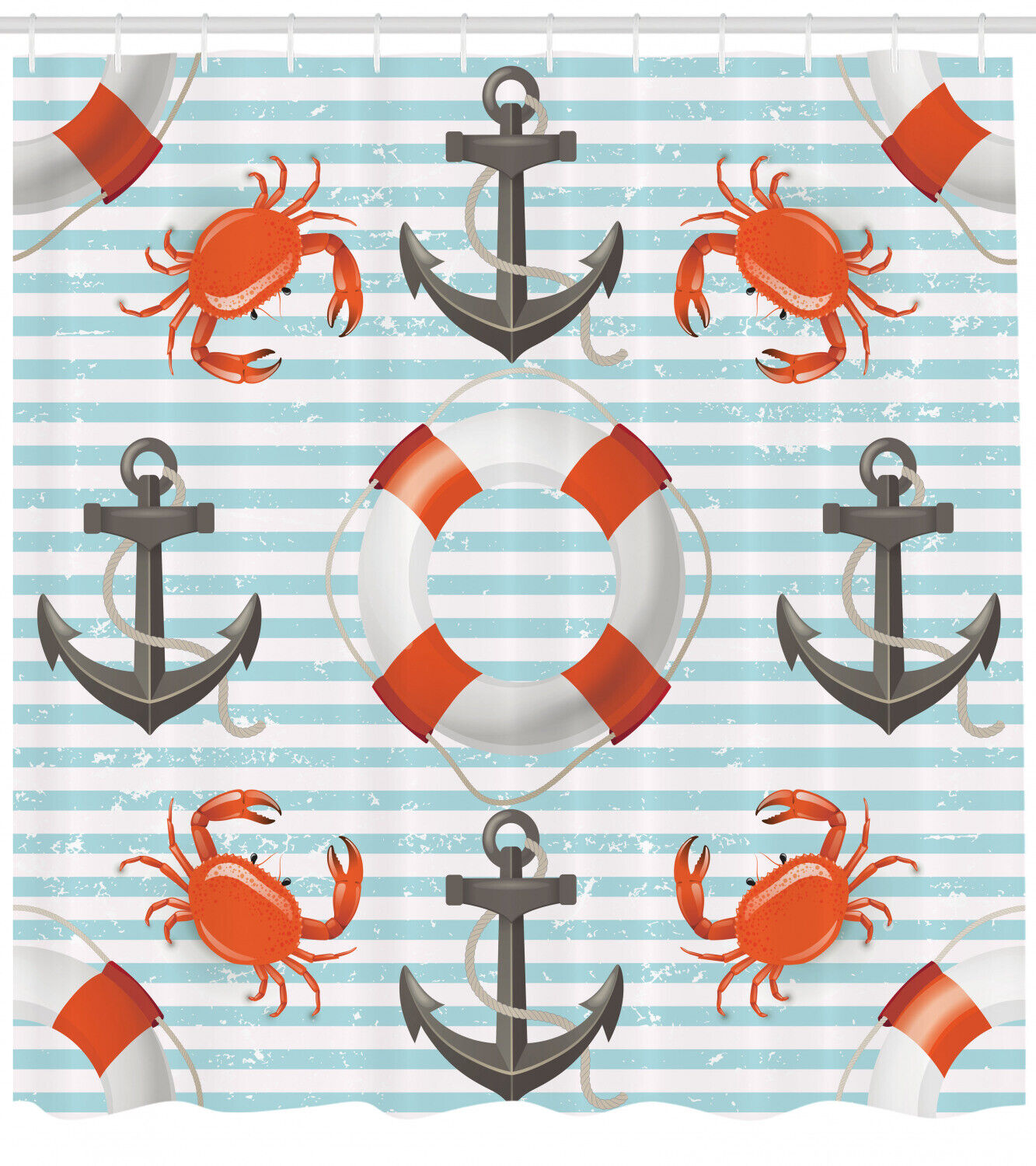 Life Anchor Ropes Print Shower Curtain For Coastal Bathroom Decor - Image 2